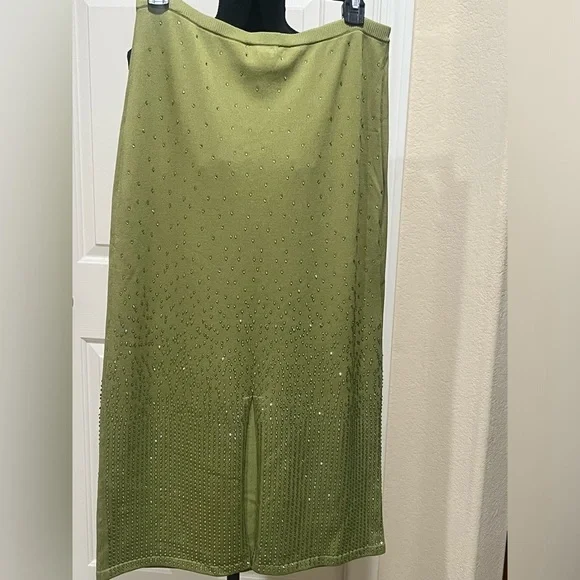 House of Harlow 1960 Green KNIT RHINESTONES Skirt, SPECIAL OCCASION SIZE M - Picture 6 of 8